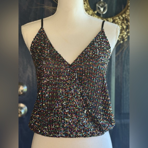 Altar'd State Black Multicolor Sequin Camisole - Picture 1 of 14
